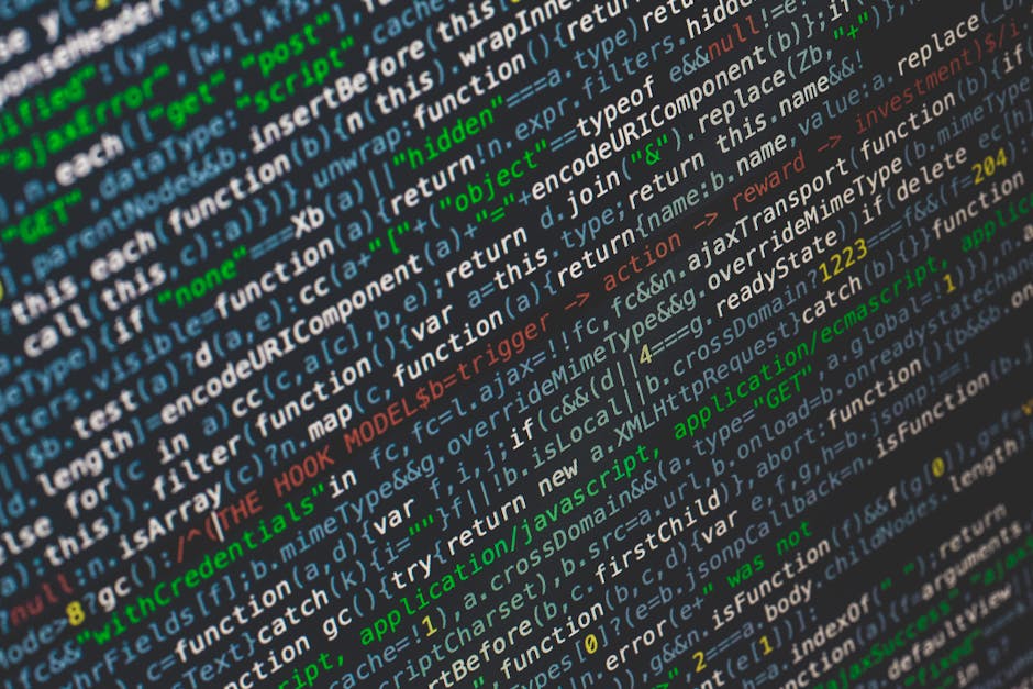 Close-up of colorful programming code displayed on a computer screen.